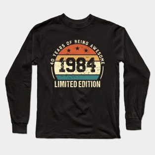 Vintage 1984 Birthday Retro 40th Bday Gift Idea Long Sleeve T-Shirt